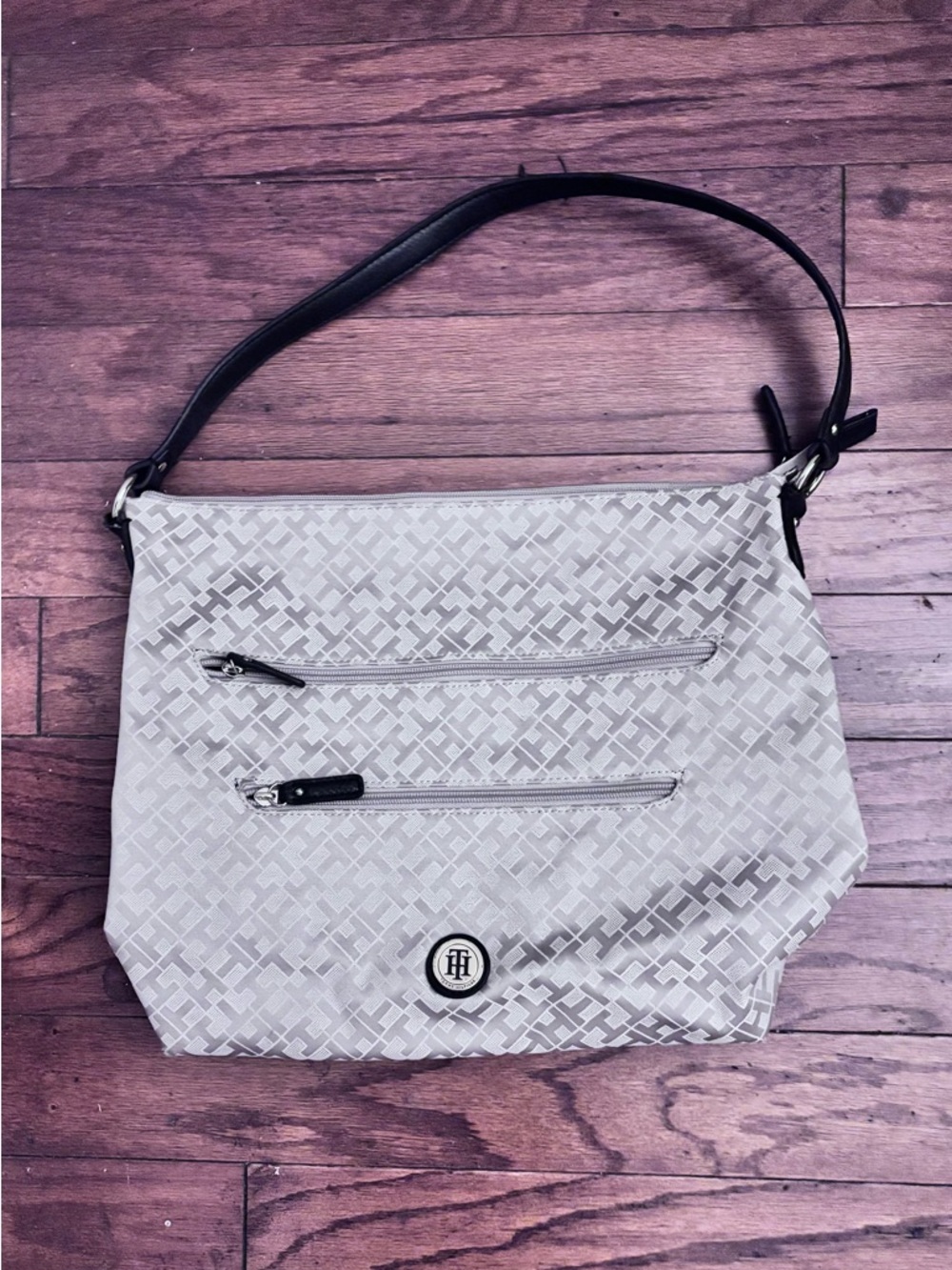 Tommy Hilfiger Cream Shoulder Bag with Black Strap